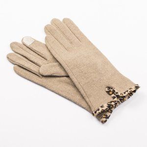 The Royal Standard Tan Tech Gloves with Leopard Trim